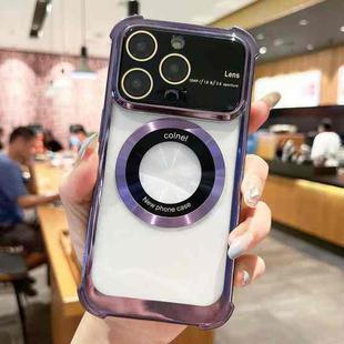 For iPhone 14 Pro MagSafe Shockproof TPU Phone Case with Lens Film(Purple)