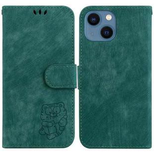 For iPhone 14 Plus Little Tiger Embossed Leather Phone Case(Green)