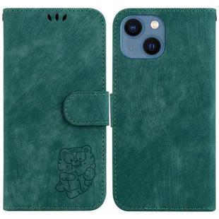 For iPhone 14 Little Tiger Embossed Leather Phone Case(Green)