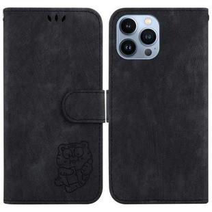 For iPhone 13 Pro Max Little Tiger Embossed Leather Phone Case(Black)