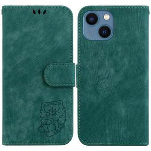 For iPhone 13 Little Tiger Embossed Leather Phone Case(Green)