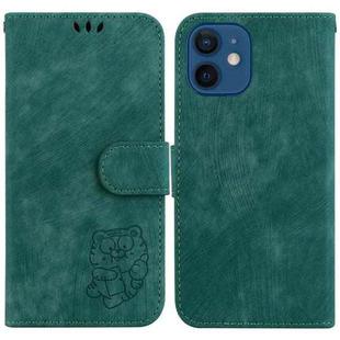 For iPhone 12 / 12 Pro Little Tiger Embossed Leather Phone Case(Green)