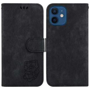 For iPhone 12 / 12 Pro Little Tiger Embossed Leather Phone Case(Black)
