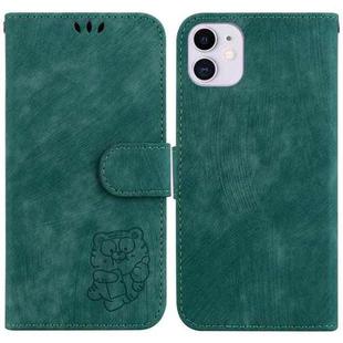 For iPhone 11 Little Tiger Embossed Leather Phone Case(Green)