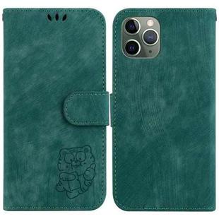 For iPhone 11 Pro Little Tiger Embossed Leather Phone Case(Green)