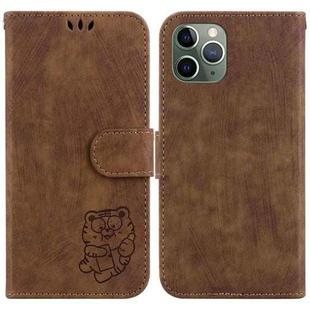 For iPhone 11 Pro Little Tiger Embossed Leather Phone Case(Brown)