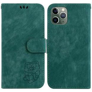 For iPhone 11 Pro Max Little Tiger Embossed Leather Phone Case(Green)