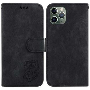 For iPhone 11 Pro Max Little Tiger Embossed Leather Phone Case(Black)