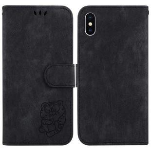 For iPhone X / XS Little Tiger Embossed Leather Phone Case(Black)