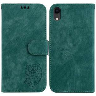 For iPhone XR Little Tiger Embossed Leather Phone Case(Green)