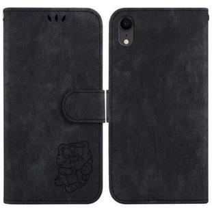 For iPhone XR Little Tiger Embossed Leather Phone Case(Black)