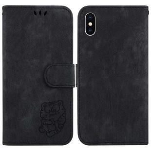 For iPhone XS Max Little Tiger Embossed Leather Phone Case(Black)