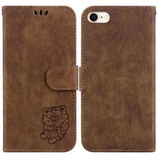For iPhone 7 / 8 / SE 2022 / 2020 Little Tiger Embossed Leather Phone Case(Brown)
