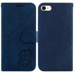 For iPhone 7 / 8 / SE 2022 / 2020 Little Tiger Embossed Leather Phone Case(Dark Blue)