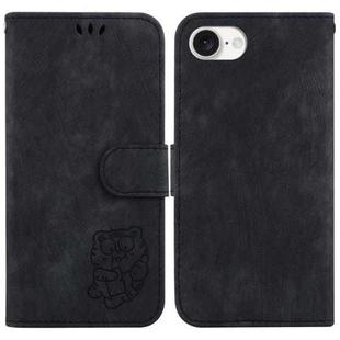 For iPhone SE 2024 Little Tiger Embossed Leather Phone Case(Black)