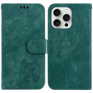 For iPhone 16 Pro Max Little Tiger Embossed Leather Phone Case(Green)