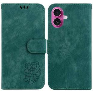 For iPhone 17 Little Tiger Embossed Leather Phone Case(Green)