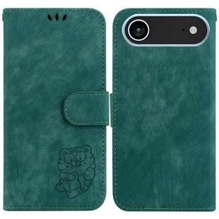 For iPhone 17 Air Little Tiger Embossed Leather Phone Case(Green)
