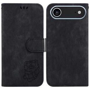 For iPhone 17 Air Little Tiger Embossed Leather Phone Case(Black)