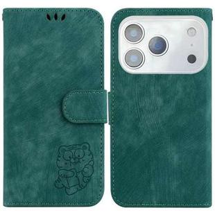 For iPhone 17 Pro Max Little Tiger Embossed Leather Phone Case(Green)