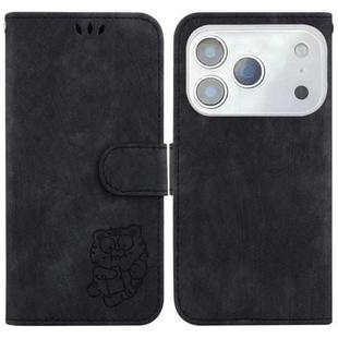 For iPhone 17 Pro Max Little Tiger Embossed Leather Phone Case(Black)