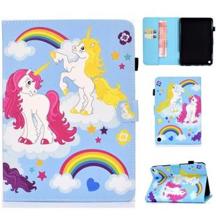 For Amazon Kindle Fire HD 8 (2020) Sewing Thread Horizontal Painted Flat Leather Case with Sleep Function & Pen Cover & Anti Skid Strip & Card Slot & Holder(Color Unicorn)