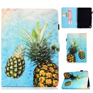For Amazon Kindle Fire HD 8 (2020) Sewing Thread Horizontal Painted Flat Leather Case with Sleep Function & Pen Cover & Anti Skid Strip & Card Slot & Holder(Pineapple)