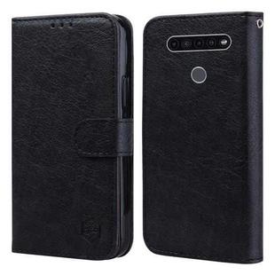 For LG K51 Skin Feeling Oil Leather Texture PU + TPU Phone Case(Black)