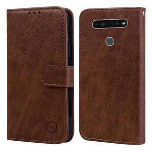 For LG K51 Skin Feeling Oil Leather Texture PU + TPU Phone Case(Brown)
