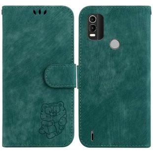 For Nokia C21 Plus Little Tiger Embossed Leather Phone Case(Green)