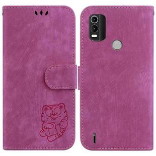 For Nokia C21 Plus Little Tiger Embossed Leather Phone Case(Rose Red)