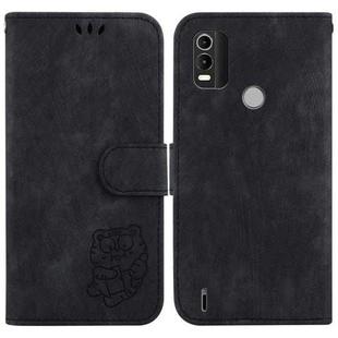 For Nokia C21 Plus Little Tiger Embossed Leather Phone Case(Black)