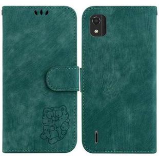 For Nokia C2 2nd Edition Little Tiger Embossed Leather Phone Case(Green)