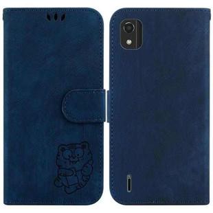 For Nokia C2 2nd Edition Little Tiger Embossed Leather Phone Case(Dark Blue)