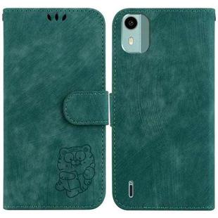 For Nokia C12 Little Tiger Embossed Leather Phone Case(Green)