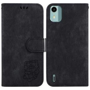For Nokia C12 Little Tiger Embossed Leather Phone Case(Black)