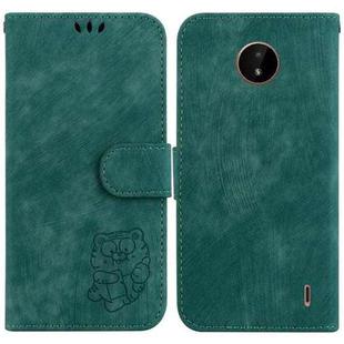For Nokia C20 / C10 Little Tiger Embossed Leather Phone Case(Green)