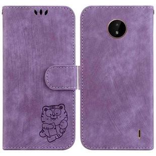 For Nokia C20 / C10 Little Tiger Embossed Leather Phone Case(Purple)