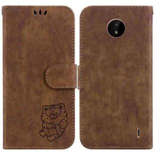 For Nokia C20 / C10 Little Tiger Embossed Leather Phone Case(Brown)
