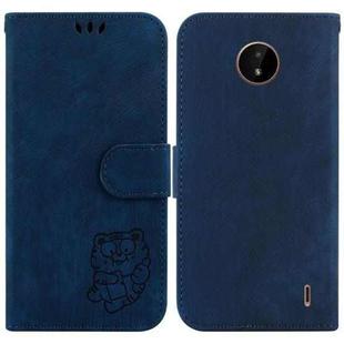 For Nokia C20 / C10 Little Tiger Embossed Leather Phone Case(Dark Blue)