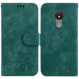 For Nokia C21 Little Tiger Embossed Leather Phone Case(Green)
