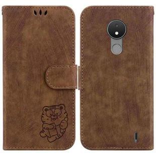 For Nokia C21 Little Tiger Embossed Leather Phone Case(Brown)