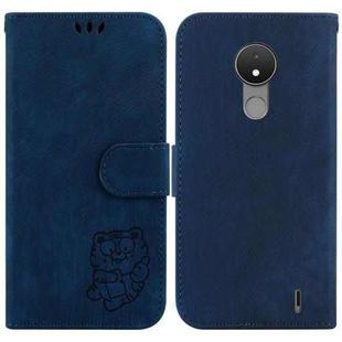 For Nokia C21 Little Tiger Embossed Leather Phone Case(Dark Blue)