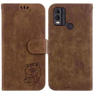For Nokia C22 Little Tiger Embossed Leather Phone Case(Brown)