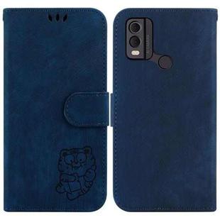 For Nokia C22 Little Tiger Embossed Leather Phone Case(Dark Blue)