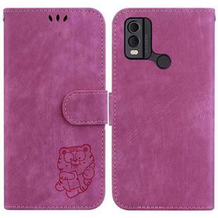 For Nokia C22 Little Tiger Embossed Leather Phone Case(Rose Red)