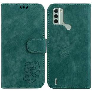For Nokia C31 Little Tiger Embossed Leather Phone Case(Green)