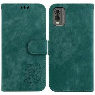 For Nokia C32 Little Tiger Embossed Leather Phone Case(Green)