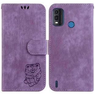 For Nokia G11 Plus Little Tiger Embossed Leather Phone Case(Purple)