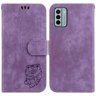 For Nokia G22 Little Tiger Embossed Leather Phone Case(Purple)